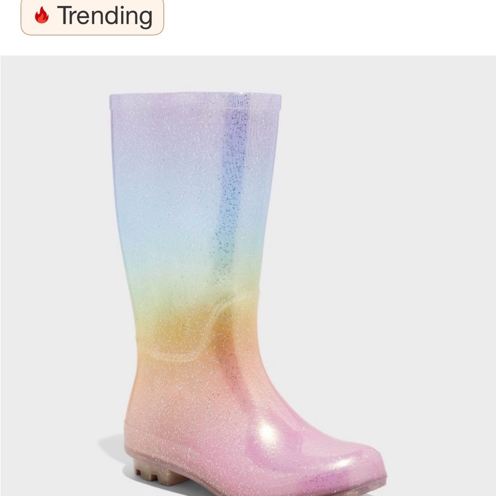Cat & Jack Girls Rainbow Ombre Rain Boots - Blue Yellow Pink Purple